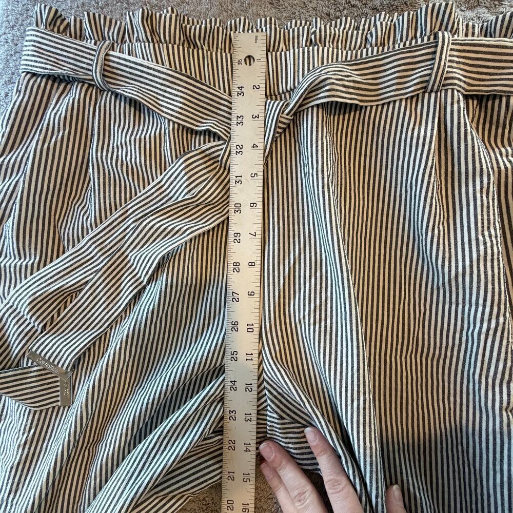 Calvin Klein Pull-On Belted Seersucker Pants Cropped Wide Leg Preppy Beachy - Picture 9 of 12